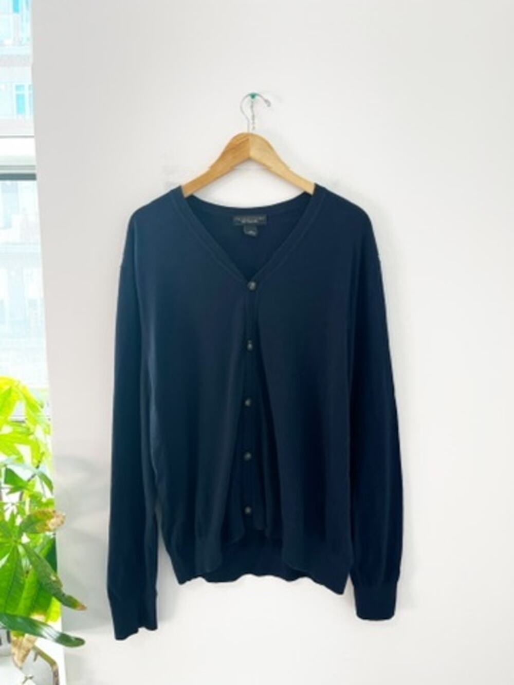 Bloomingdale's Men's Navy Blue Button Cashmere Sweater Size XL
